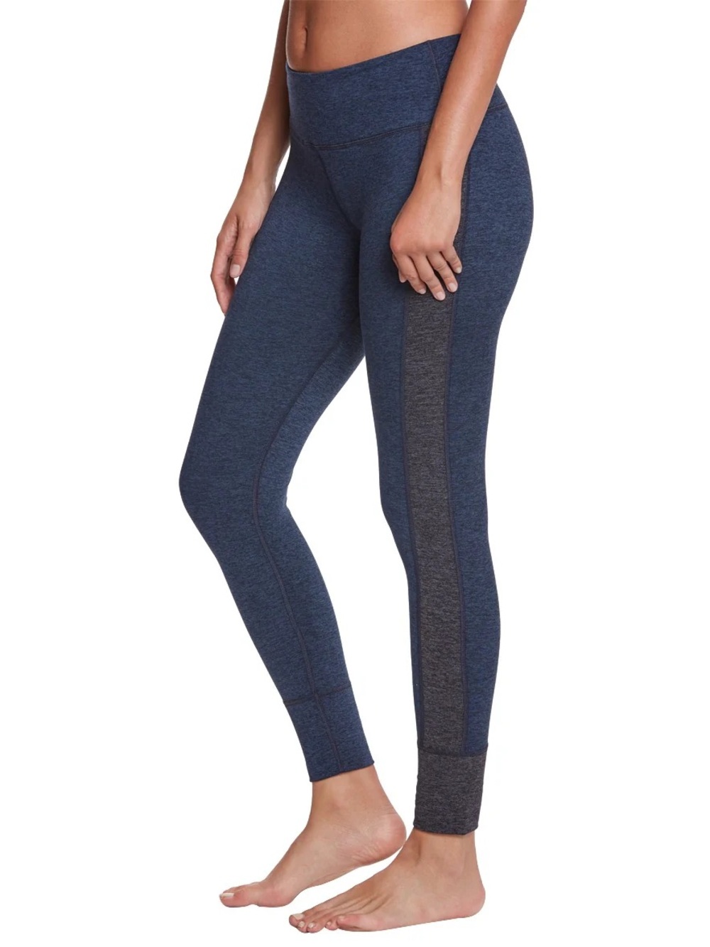 Vuori Asymmetric Block Yoga Leggings in Heather Grey/Navy Small
